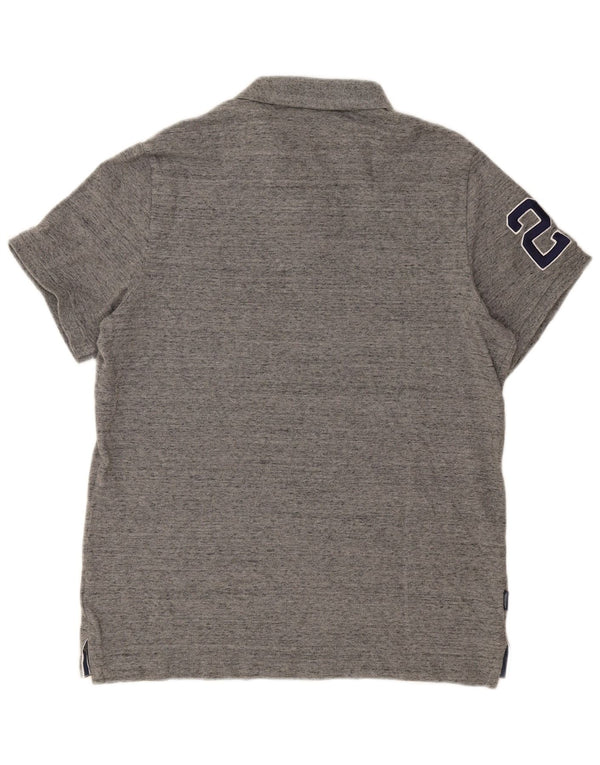 Superdry Herren-Poloshirt mit Grafik, 3XL, grau meliert, Baumwolle