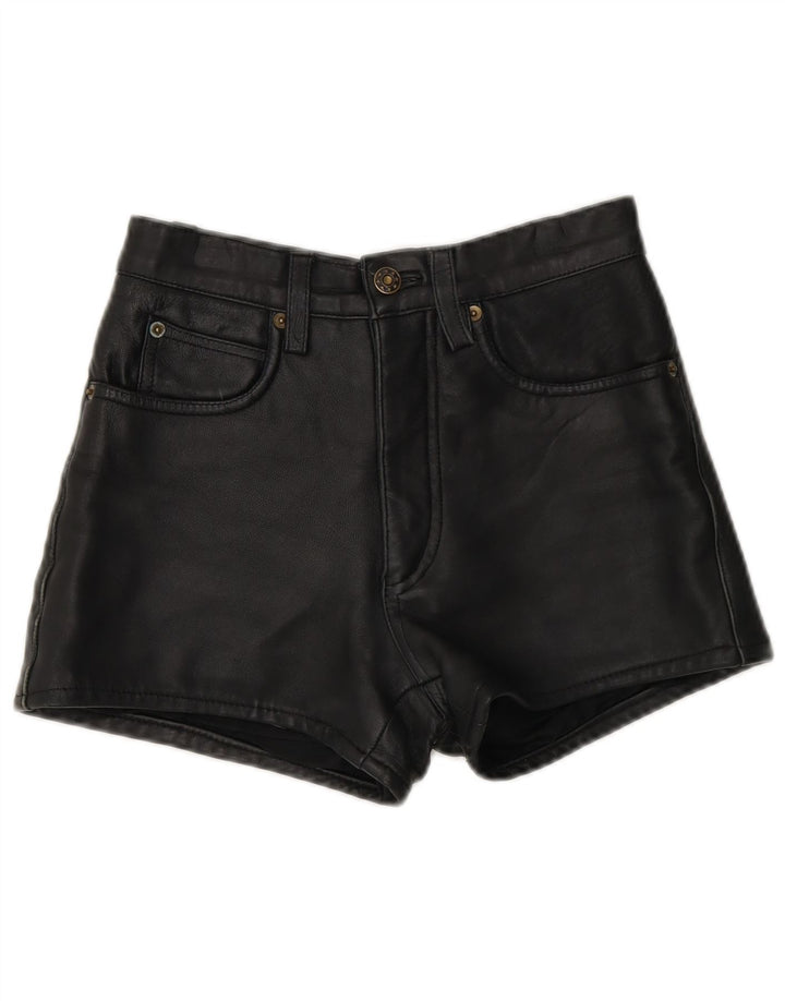Vintage Damen Ledershorts W26 Kleines schwarzes Leder