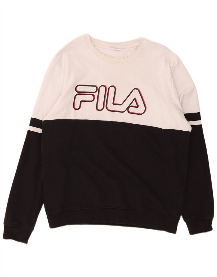 FILA Herren-Sweatshirt mit Grafik, groß, schwarze Farbblock-Baumwolle