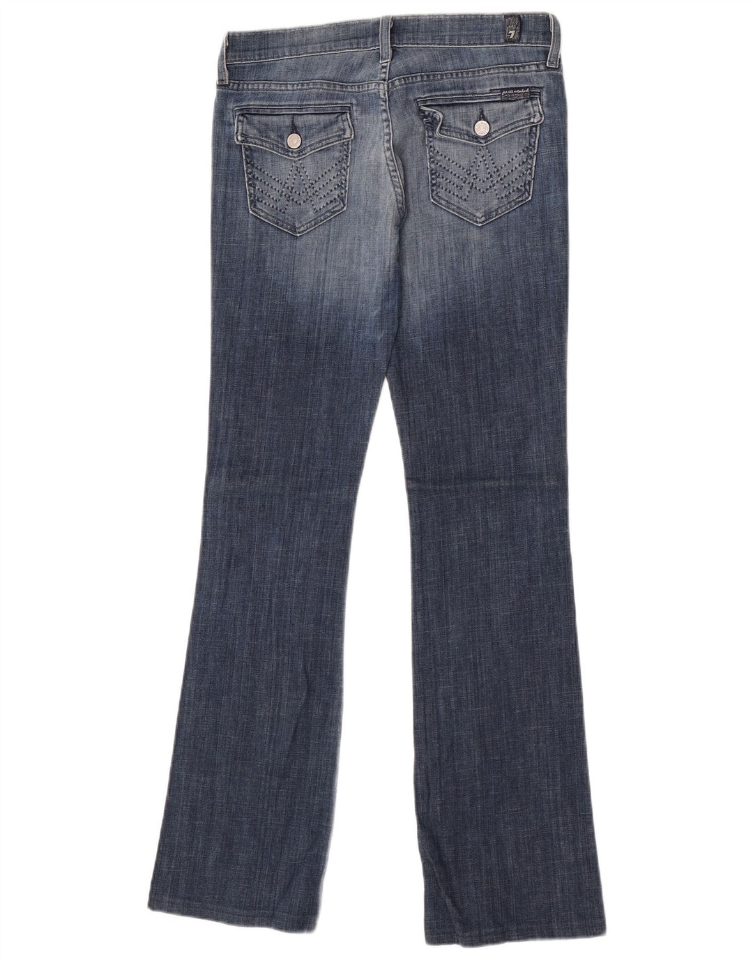 7 For All Mankind Damen Bootcut-Jeans W28 L33 Blaue Baumwolle