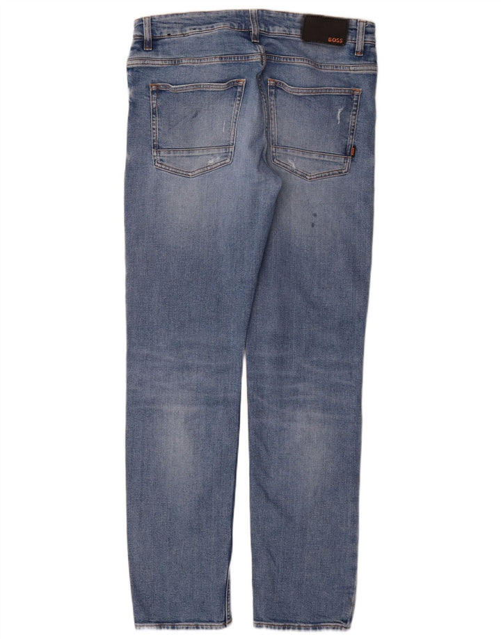 Hugo Boss Herren Distressed Slim Jeans W32 L32 Blaue Baumwolle