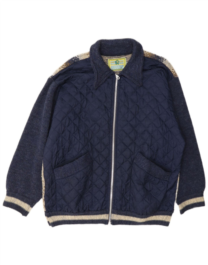 ONE WAY Herren Steppjacke UK 40 Große marineblaue Wolle