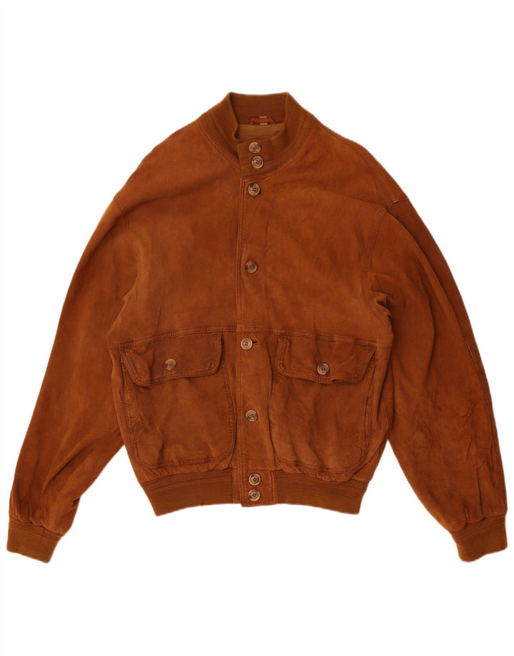 Vintage Herren Wildleder Bomberjacke IT 50 Large Braun