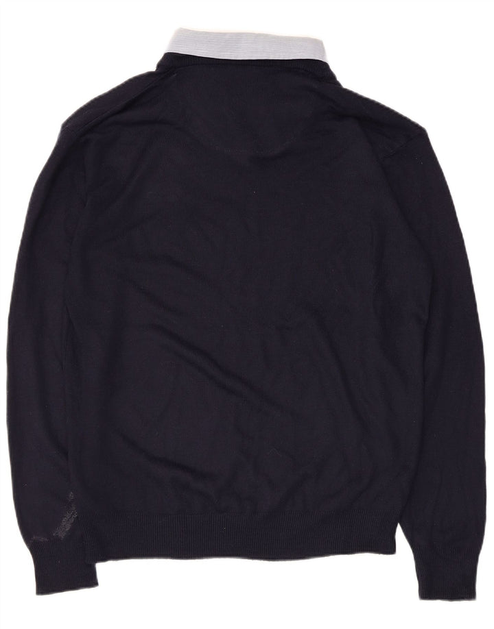 Pierre Cardin Herren-Pullover mit V-Ausschnitt, Mittelblau, Acryl