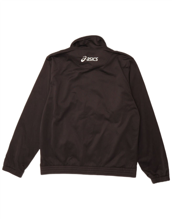Asics Herren-Trainingsanzug-Top-Jacke, großes schwarzes Farbblock-Polyester