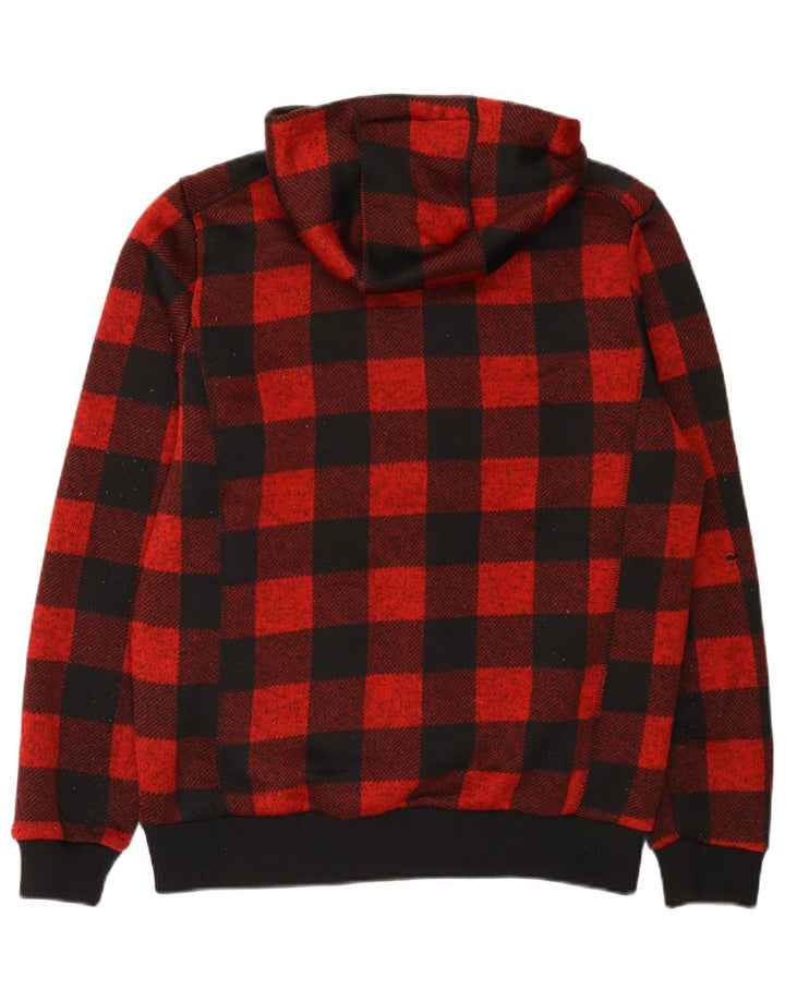 Mountain Warehouse Herren-Sherpa-Kapuzenpullover mit Reißverschluss, mittelrot, kariert
