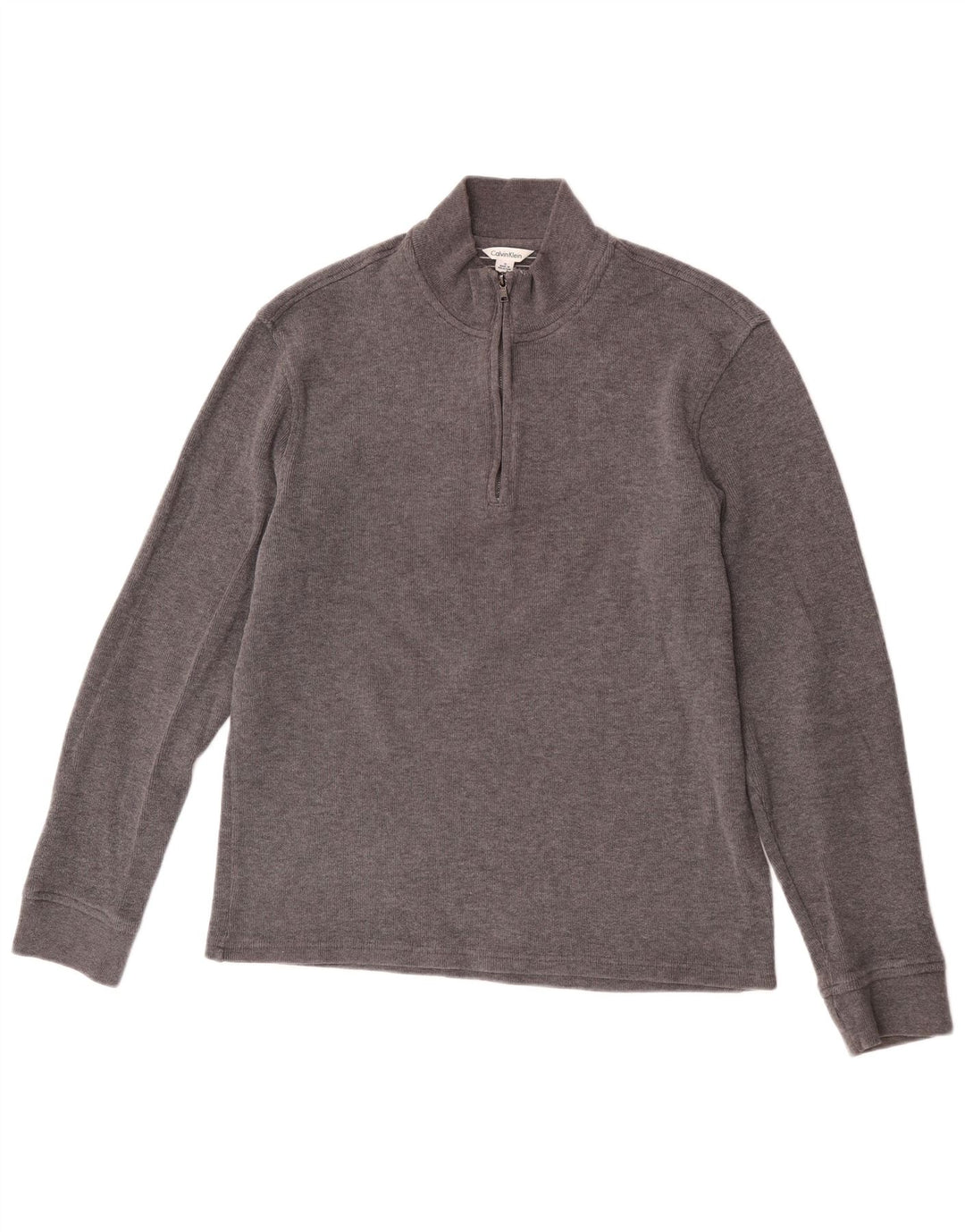 Calvin Klein Herren-Sweatshirt mit Reißverschluss am Hals, kleine graue Baumwolle
