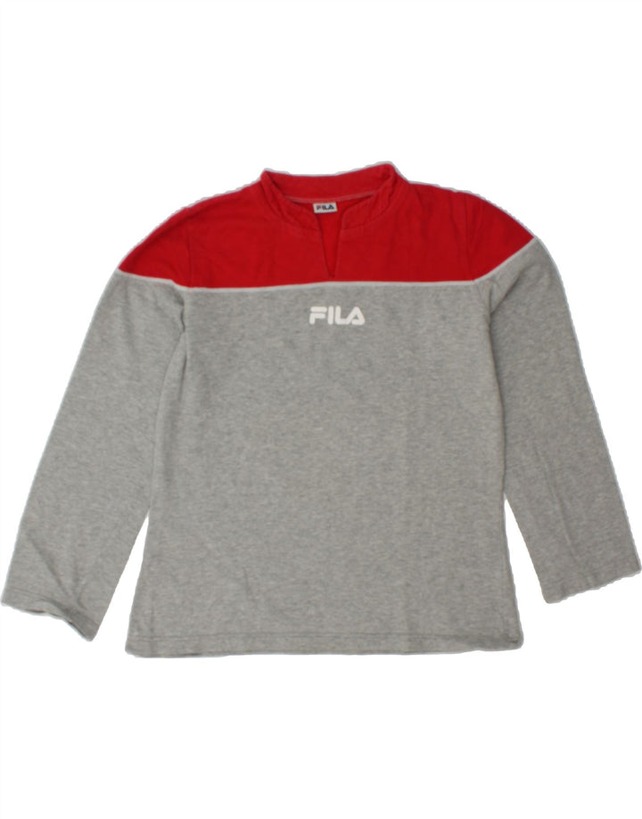 FILA Womens Top Long Sleeve UK 14 Large Grey Colourblock Cotton Vintage Fila and Second-Hand Fila from Messina Hembry 