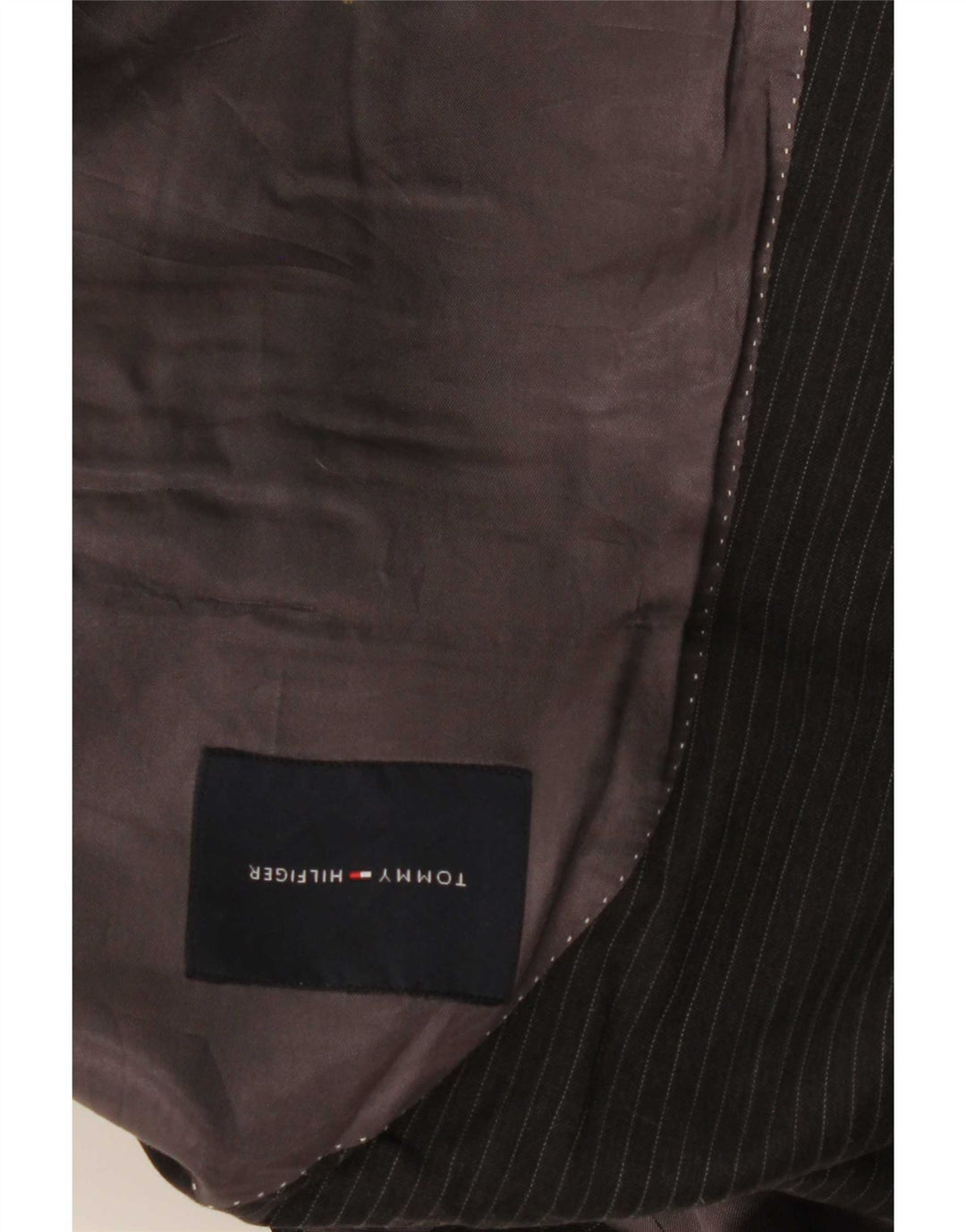 Tommy Hilfiger Herren-Blazer mit 2 Knöpfen, UK 40, große schwarze Nadelstreifenwolle