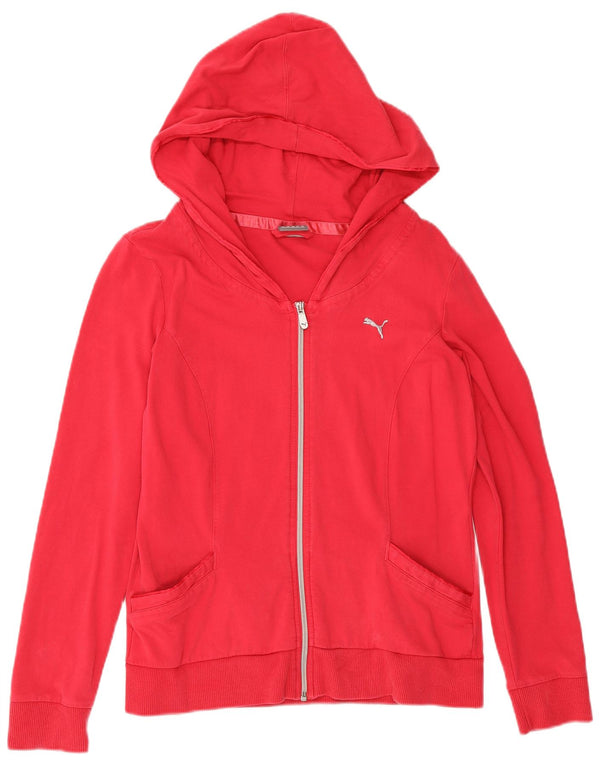 Puma Womens Zip Hoodie Pullover UK 14 große rosa Baumwolle