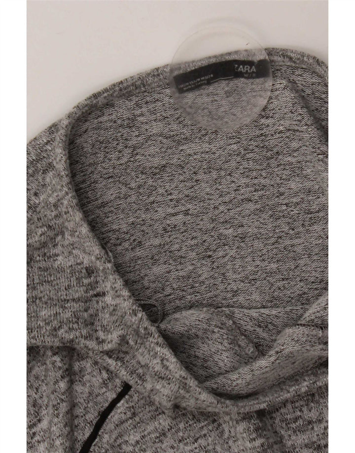 Zara Damen-Oversize-Top mit 3/4-Ärmeln, UK-Größe 14, Mittelgrau meliert