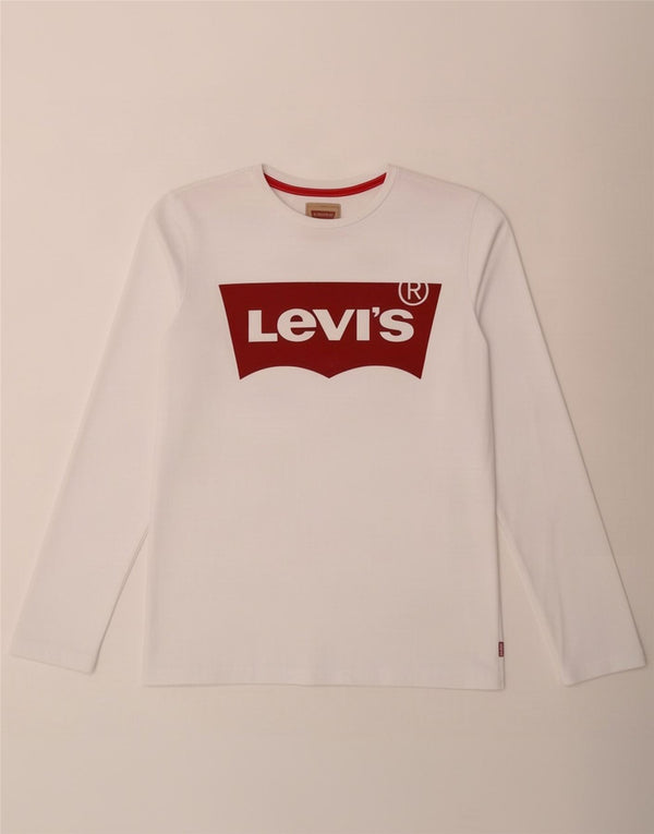 Levi's Jungen Grafik-Top, langärmelig, 15–16 Jahre, weiße Baumwolle