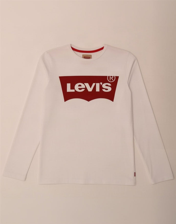Levi's Jungen Grafik-Top, langärmelig, 15–16 Jahre, weiße Baumwolle
