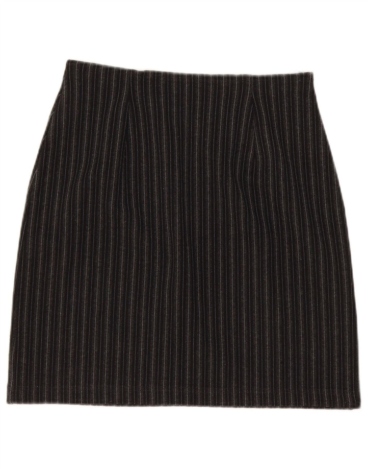 Marks & Spencer Damen Minirock UK 12 Medium W30 Schwarze Nadelstreifen-Baumwolle