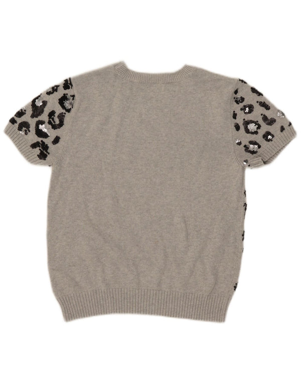 Marks & Spencer Damen Crop Crew Neck Pullover Pullover UK 16 Large Grau