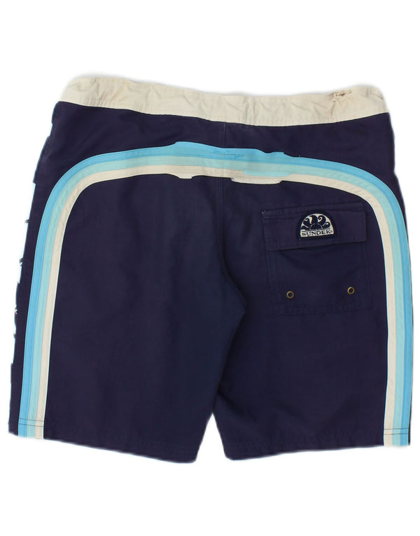 Sundek Badeshorts für Jungen, 13–14 Jahre, marineblaues Blumenmuster, Polyester