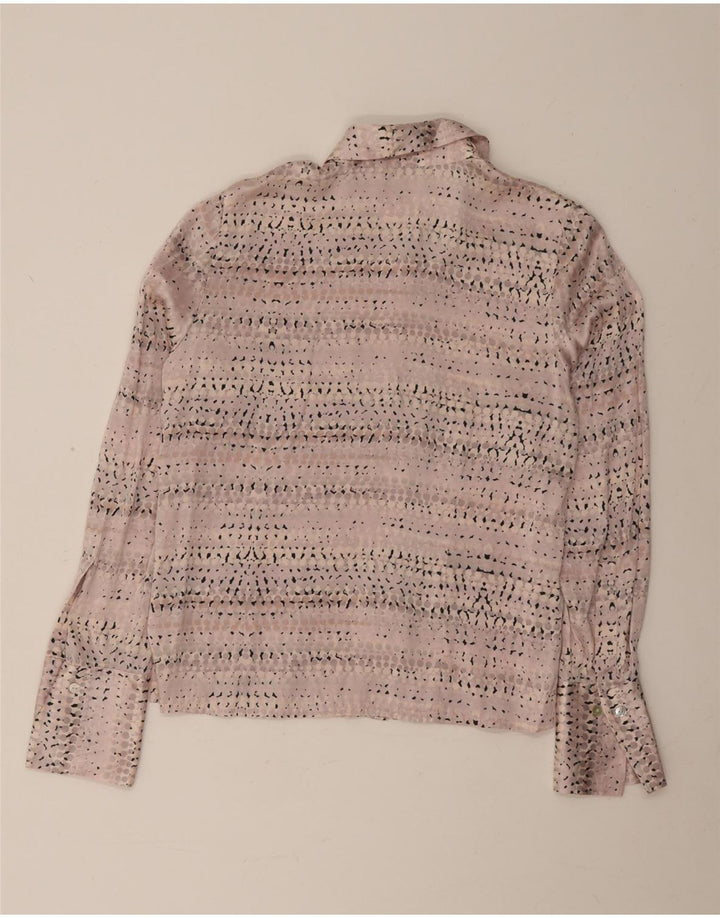 Marks & Spencer Damen-Hemdbluse, UK 12, Mittelrosa gefleckte Seide