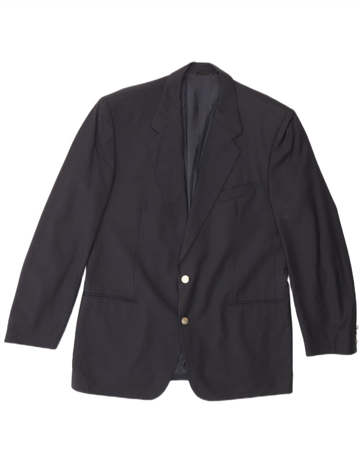 Yves Saint Laurent Herren 2-Knopf-Blazerjacke IT 52 XL Marineblaue Schurwolle