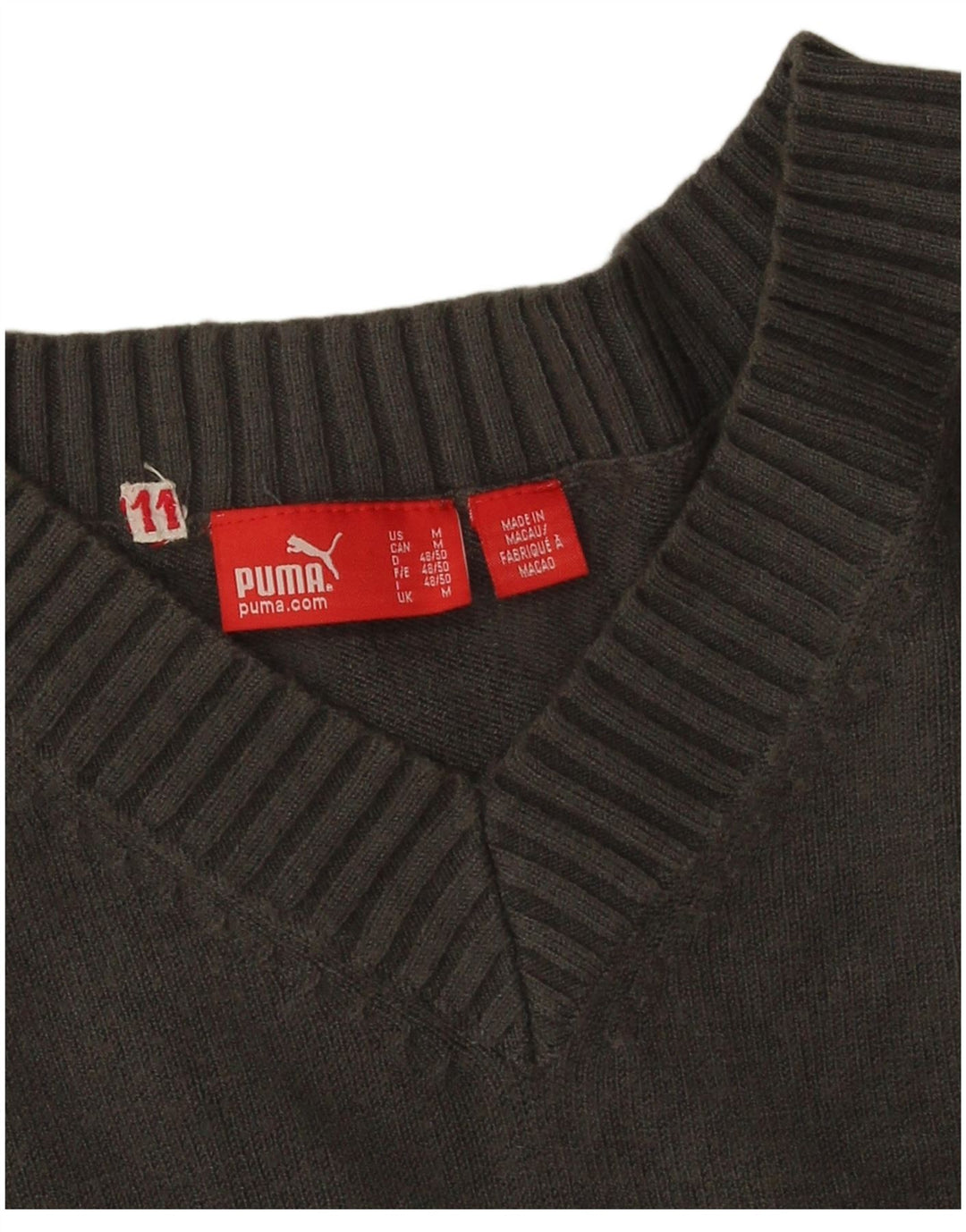 Puma Herren-Pullover mit V-Ausschnitt, mittelgraue Viskose