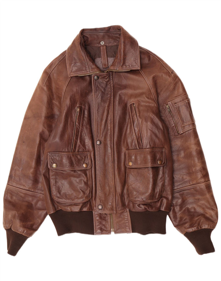 Vintage Herren Leder Bomberjacke IT 52 2XL Braun