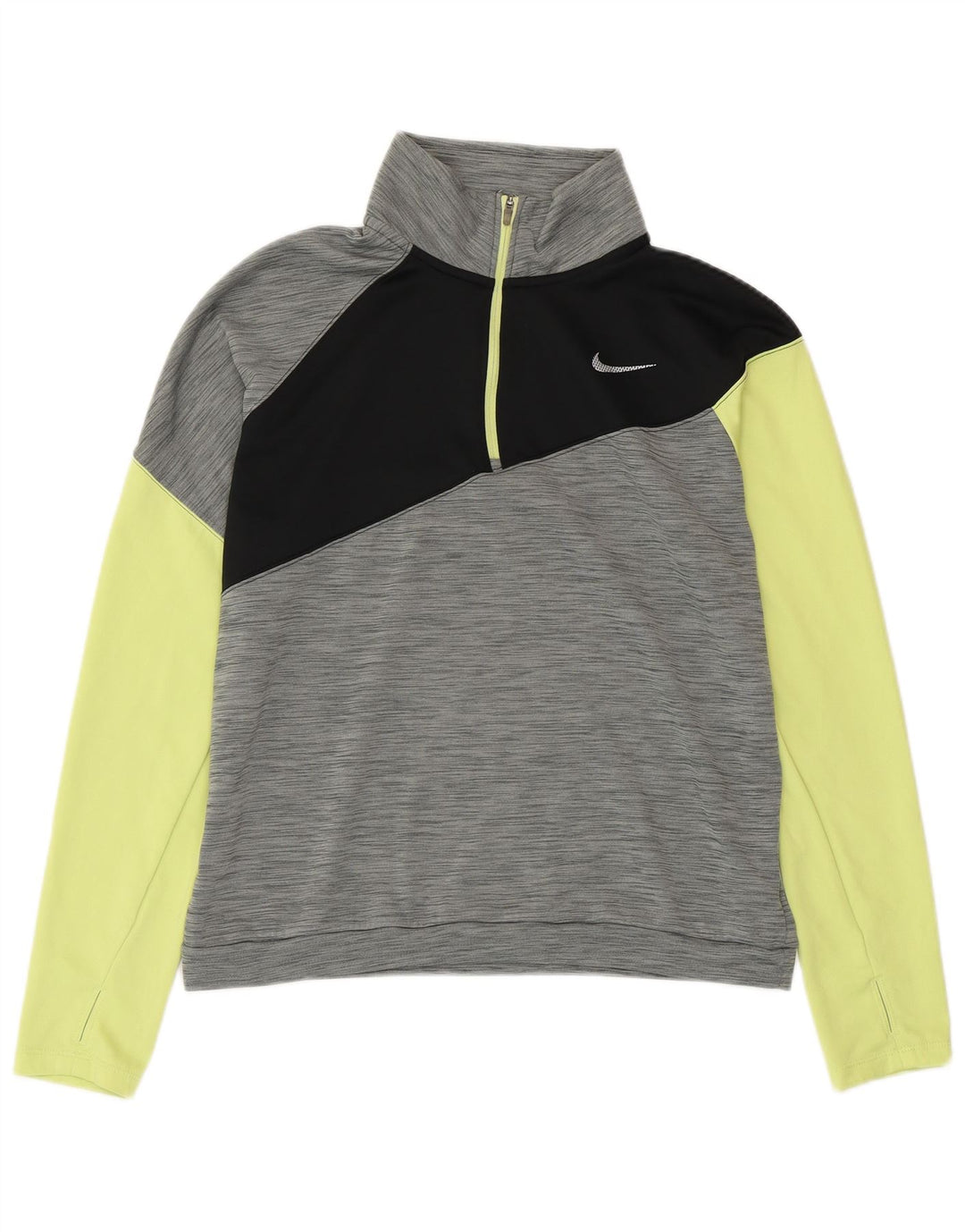NIKE Damen Dri Fit Pullover-Trainingsanzugoberteil, UK 14, Mittelgrau, Farbblock