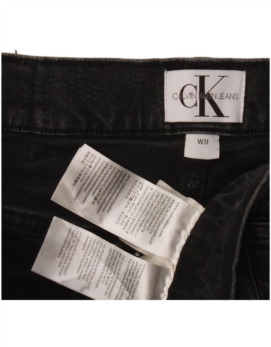 Calvin Klein Herren Jeansshorts W31 Mittelschwarze Baumwolle