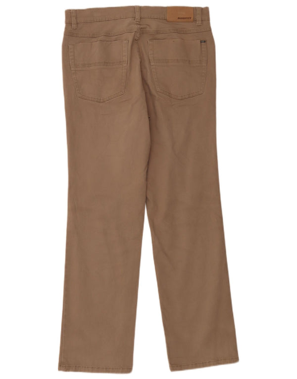 Paddock's Mens Straight Casual Trousers W34 L30 Brown Cotton