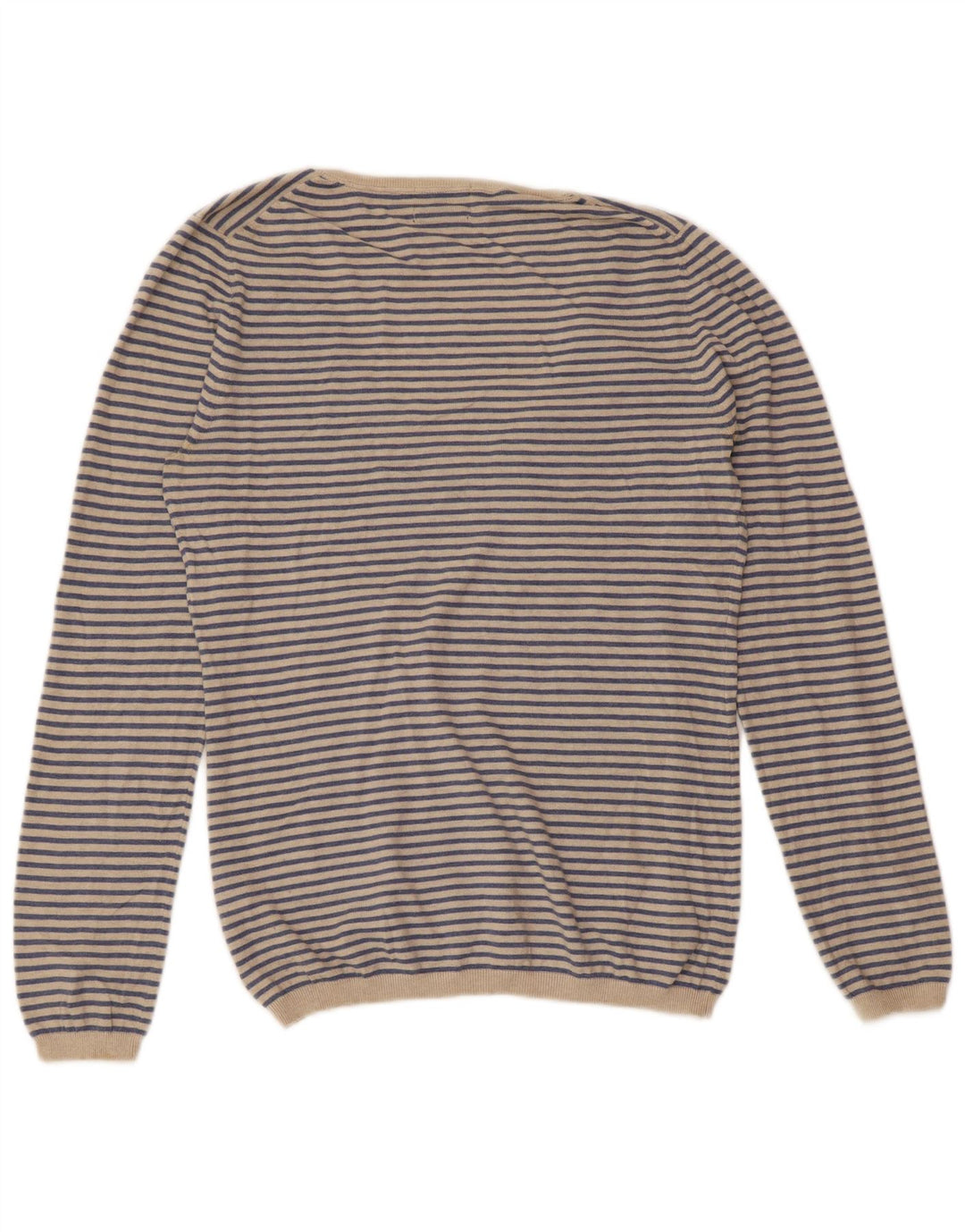 MASSIMO DUTTI Damen-Pullover mit V-Ausschnitt, UK 18, XL, blau gestreift, Kaschmir