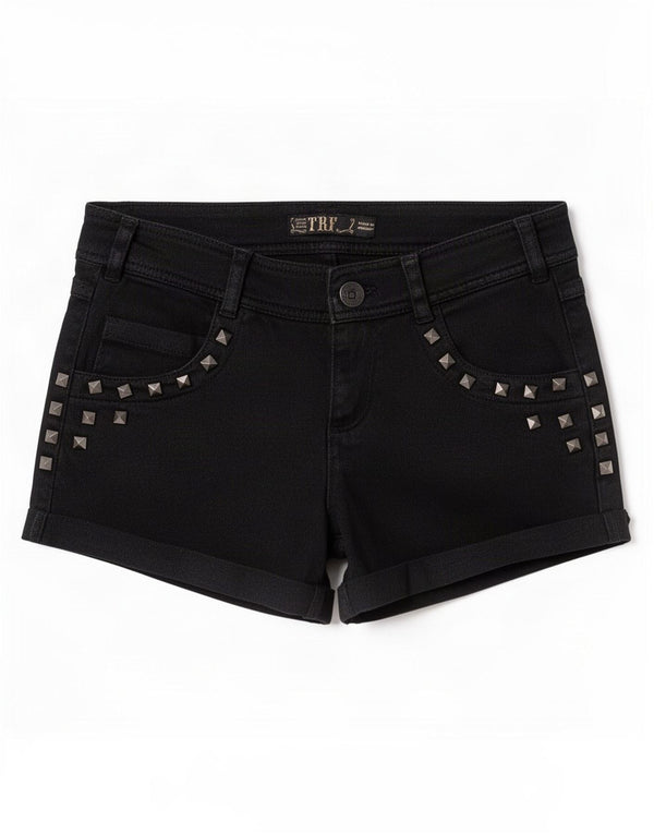 Zara Damen Trafaluc Denim Shorts EU 36 XS W26 Schwarze Baumwolle