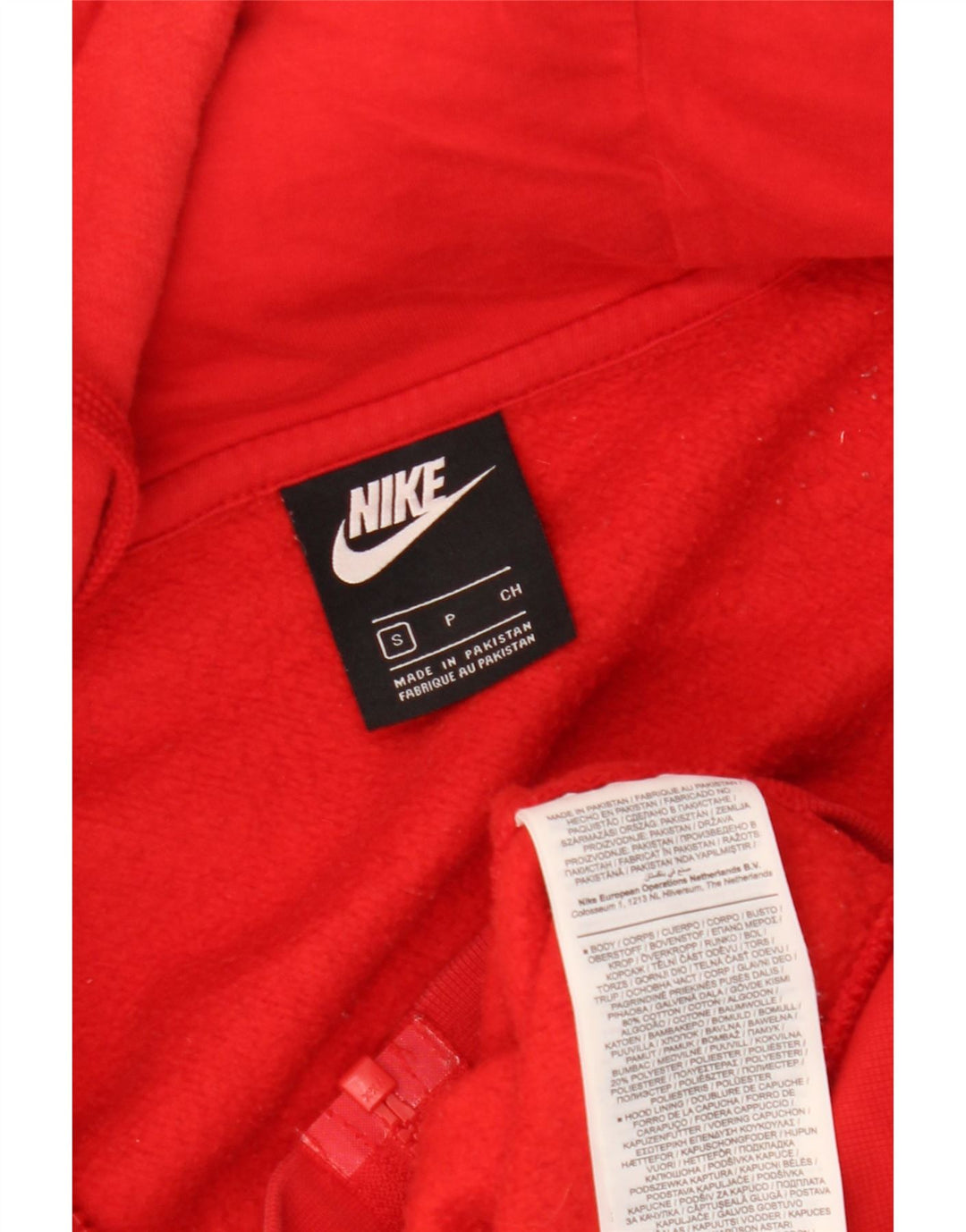 Nike Herren-Kapuzenpullover mit Reißverschluss, klein, aus roter Baumwolle