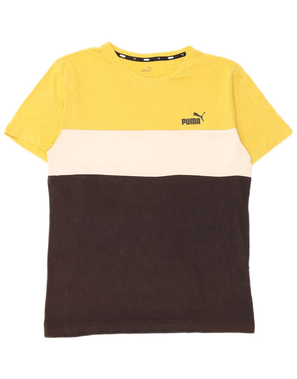 Puma Herren T-Shirt Top Medium Mehrfarbig Colourblock Baumwolle