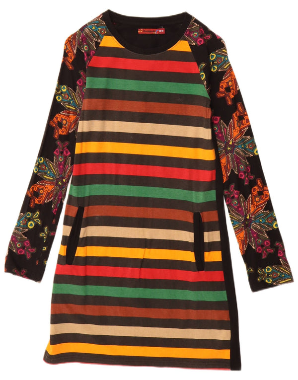 Desigual Langarm-T-Shirt-Kleid für Mädchen, 13–14 Jahre, mehrfarbig gestreift