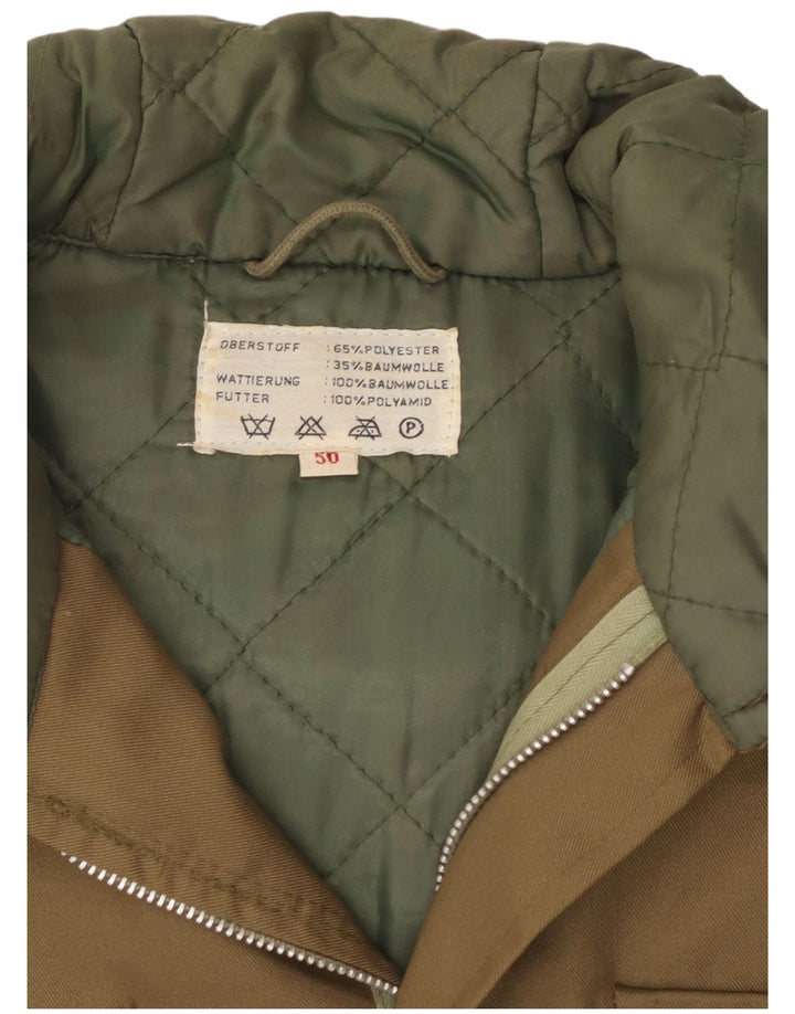 VINTAGE Herren-Militärjacke mit Kapuze, IT 50, große Khaki-Baumwolle