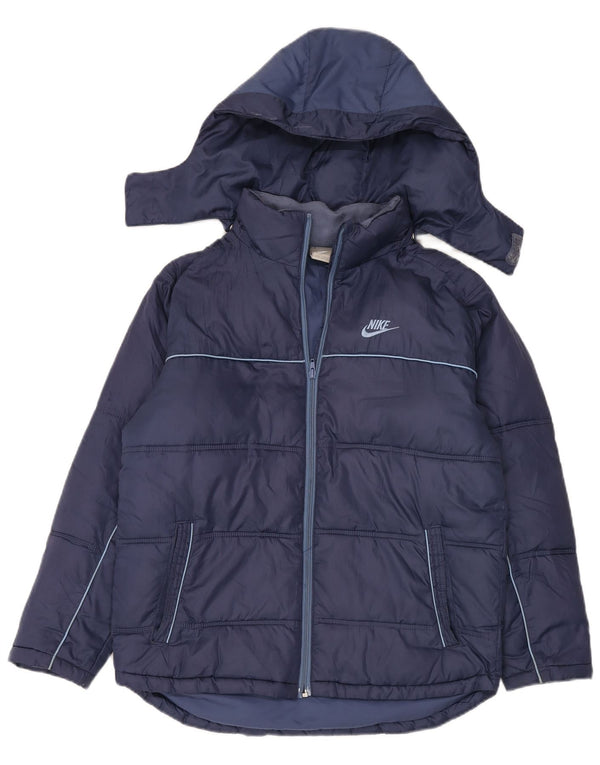 Nike Jungen gepolsterte Jacke mit Grafik und Kapuze, 12–13 Jahre, Größe L, Marineblau