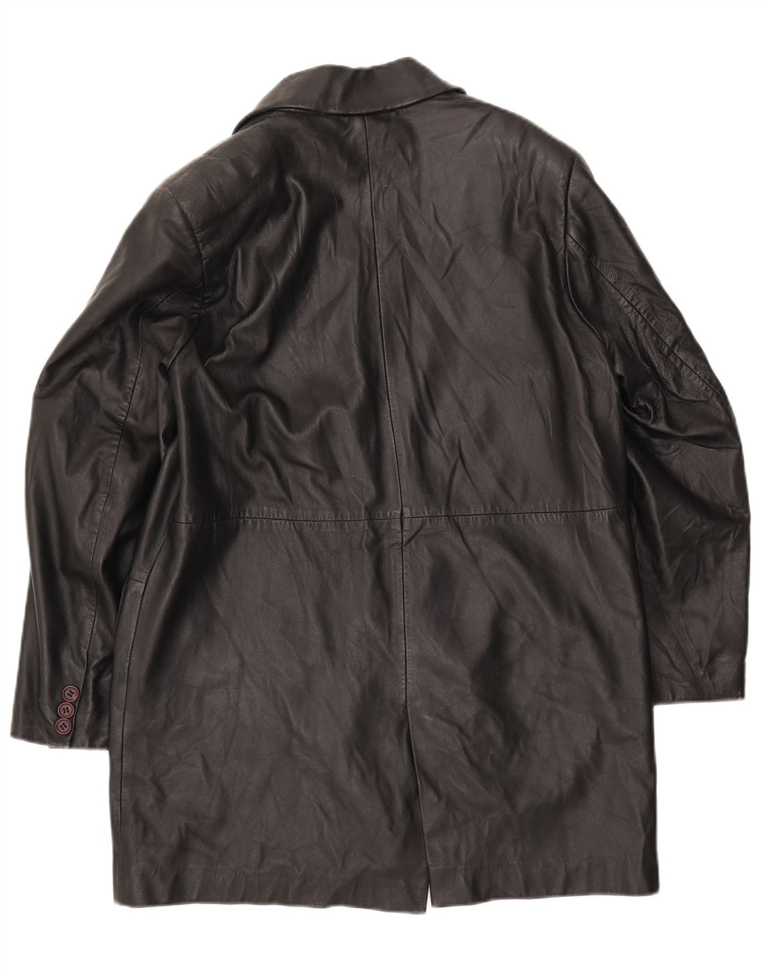 Vintage Damen Ledermantel IT 42 Mittelschwarzes Leder