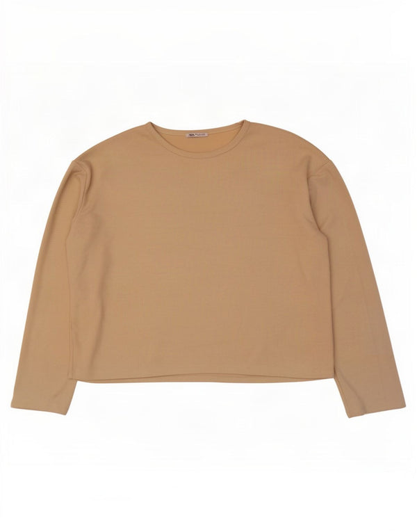 Zara Herren Loose Fit Top Langarm Large Beige