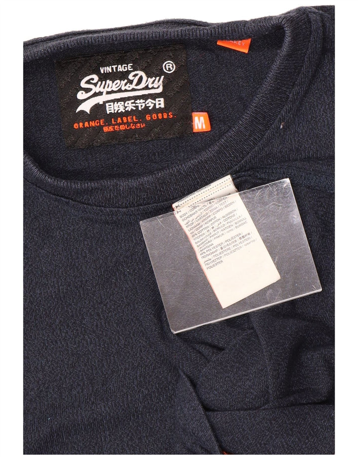 SUPERDRY Herren-T-Shirt-Oberteil aus mittelblauer, gesprenkelter Baumwolle