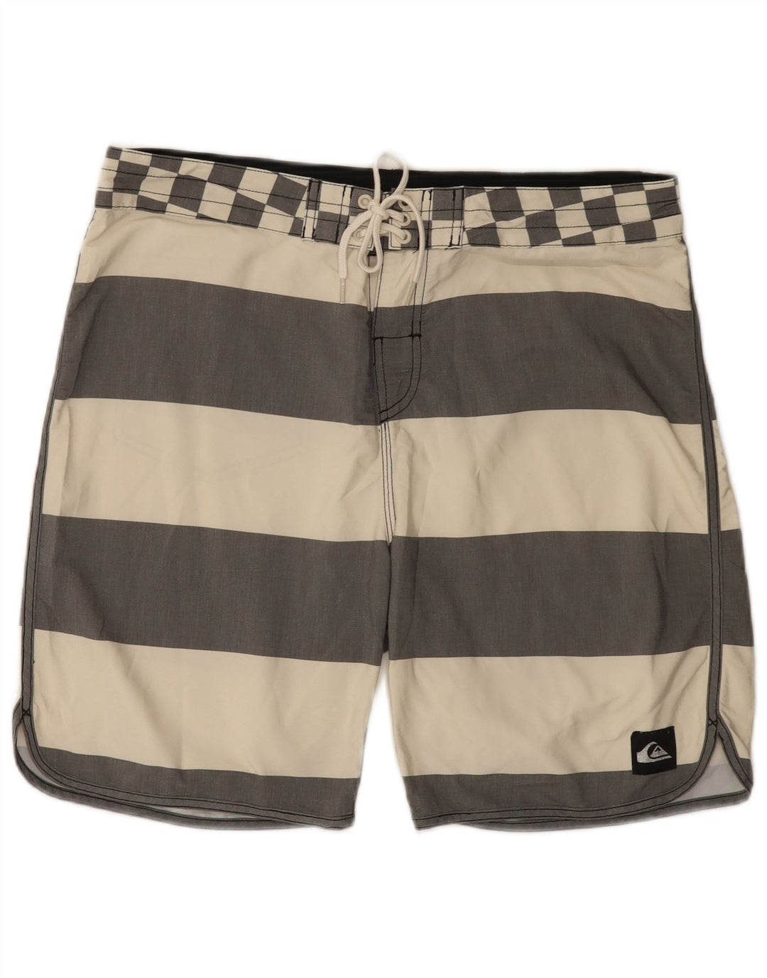 Quiksilver Herren-Badeshorts, groß, cremefarbenes, gestreiftes Polyester