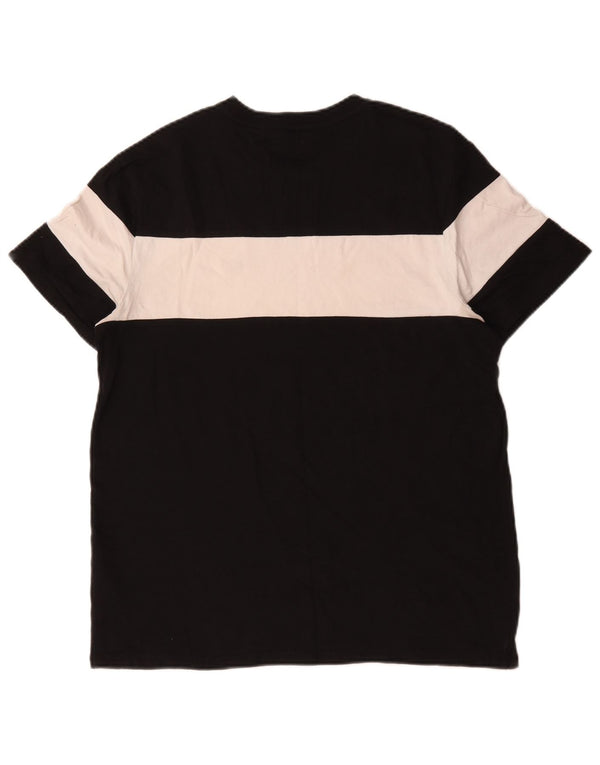 Tommy Hilfiger Herren-T-Shirt-Oberteil, Mittelschwarz, Colourblock-Baumwolle