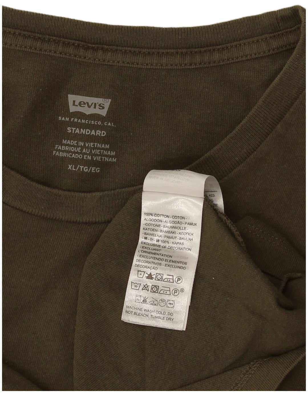 Levi's Herren Standard T-Shirt Top XL Khaki Baumwolle