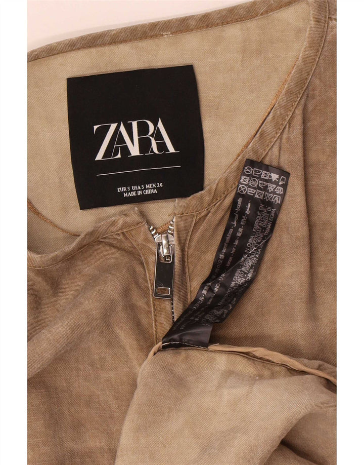 Langärmliges, übergroßes Etuikleid für Damen von Zara, Größe S, Beige, Lyocell
