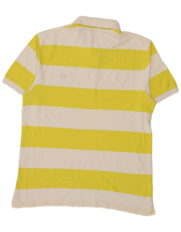 Fred Perry Mens Polo Shirt Large Yellow Striped Cotton