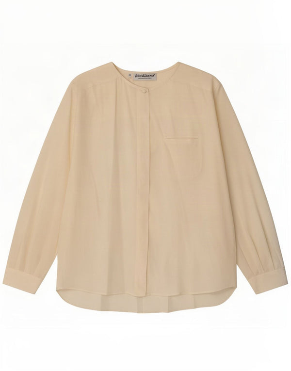 Vintage Damen übergroße Hemdbluse IT 50 XL Beige Seide
