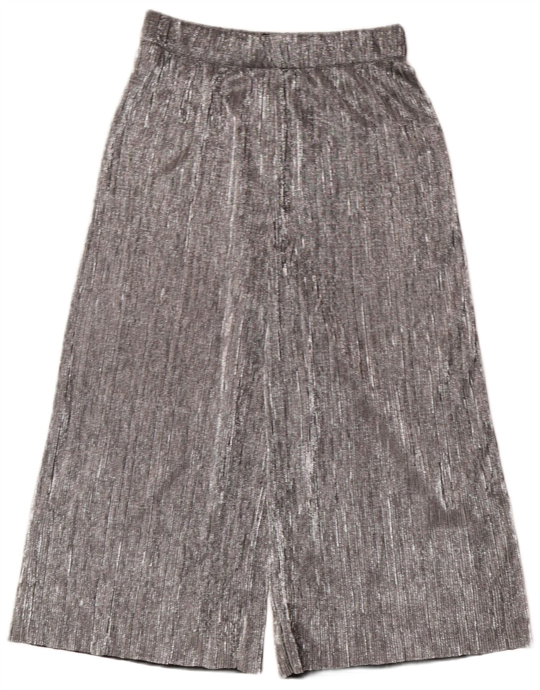 ZARA Damen Caprihose mit weitem Bein XS W24 L20 Silber Polyester