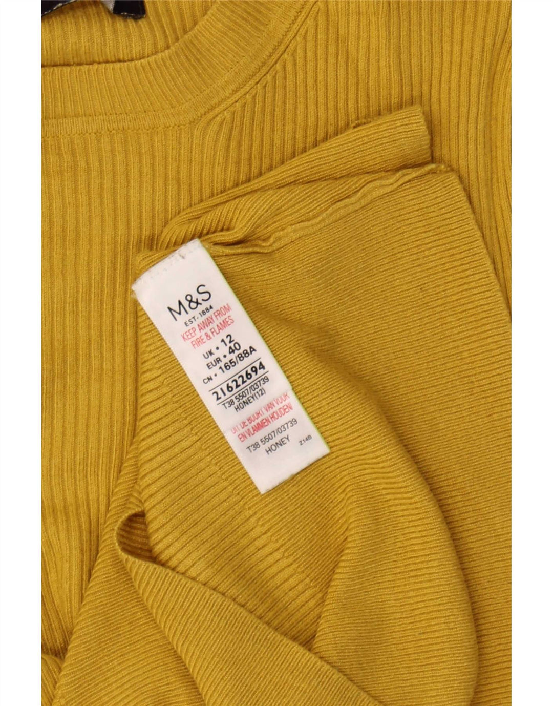 Marks & Spencer Damen-Pullover mit Rundhalsausschnitt, UK 12, mittelgelbe Viskose
