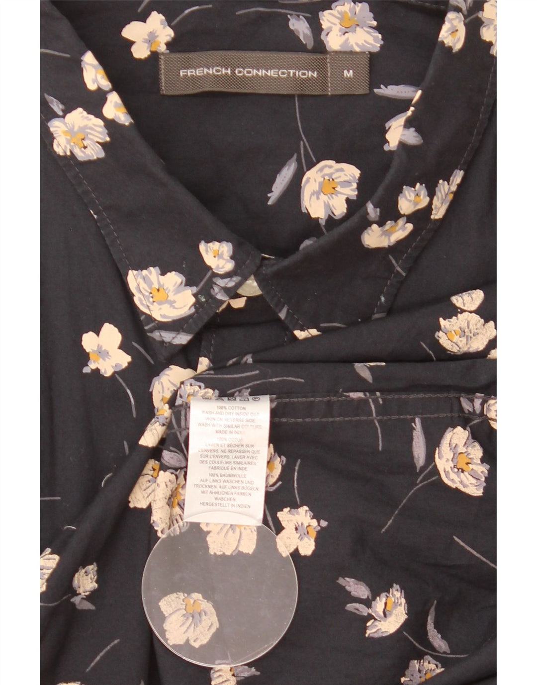 French Connection Herrenhemd aus mittelblauer Baumwolle mit Blumenmuster