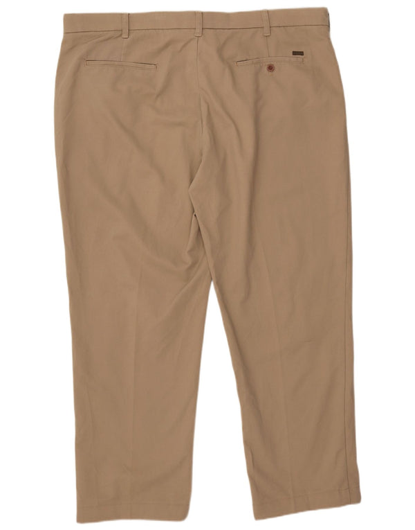 IZOD Mens Straight Chino Trousers W46 L32 Beige Cotton