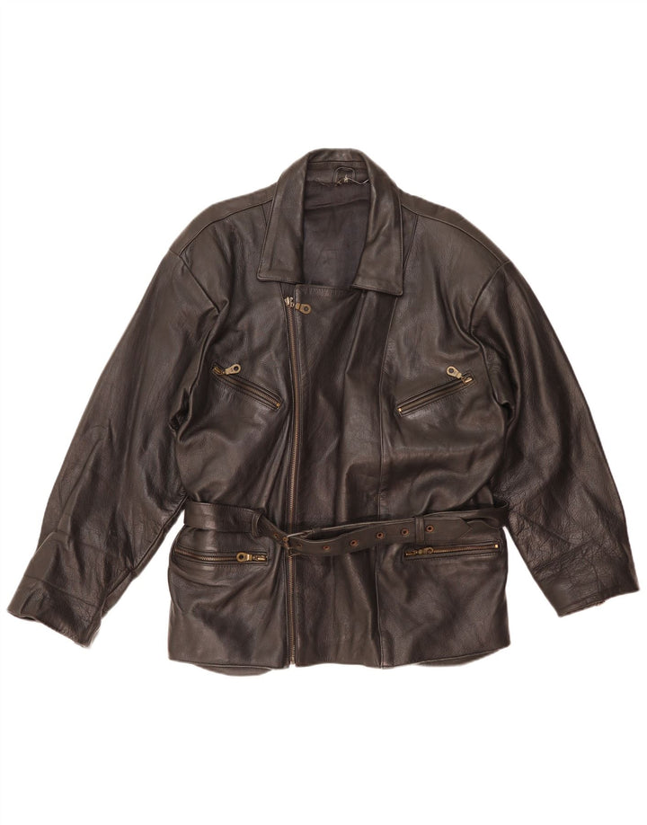 Vintage Herren Biker Lederjacke UK 38 Mittelschwarzes Leder