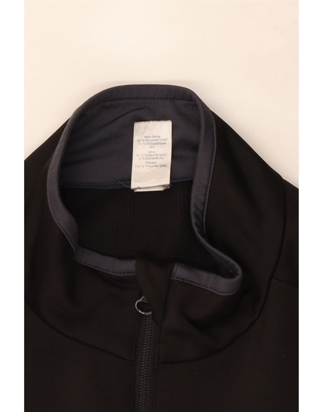 Vintage Herren-Trainingsanzug-Top-Jacke, großes schwarzes Polyester