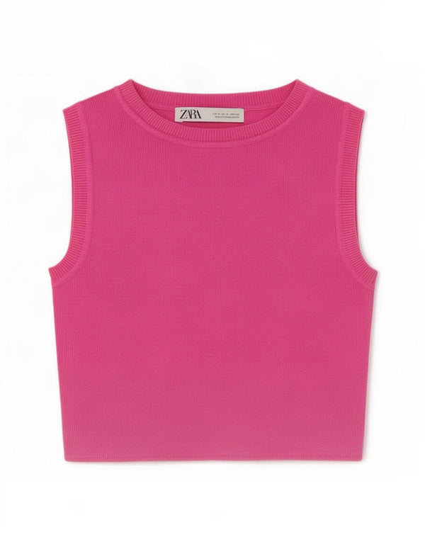 Zara Damen Weste Top UK 10 Small Pink